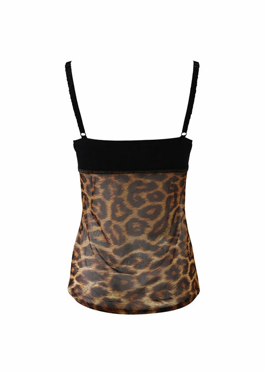 Just Cavalli Leopard Mesh Tank Top