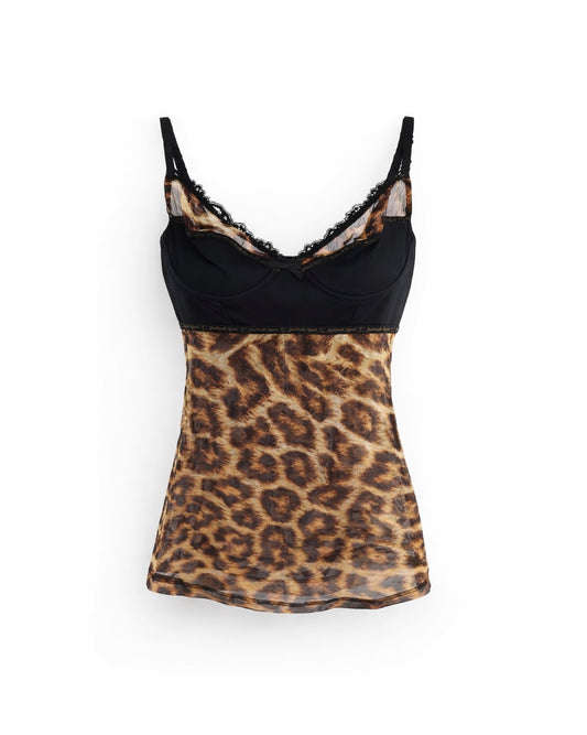 Just Cavalli Leopard Mesh Tank Top